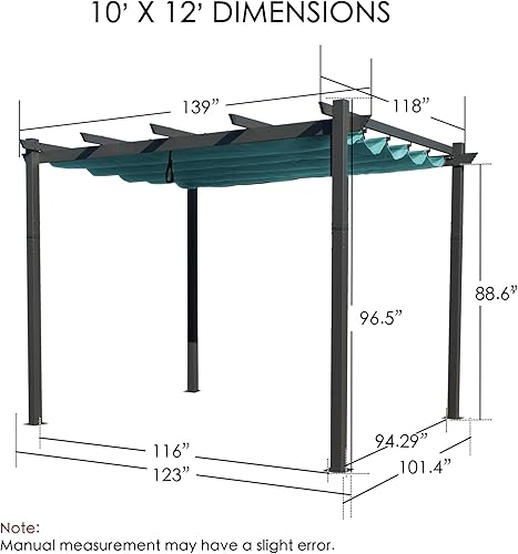 Miniatura 48 de Kozyard Morgan Outdoor - Pérgola extra grande con marco de aluminio gris con toldo para sombrilla (10 x 10 pies, borgoña)