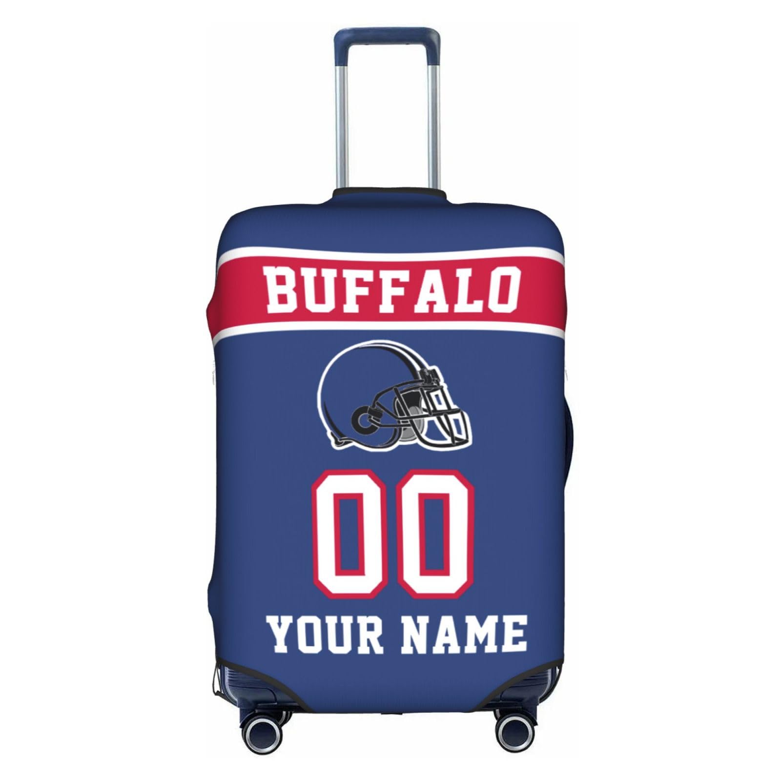 Custom Buffalo Luggage Cover Personalized Football Style Suitcase Cover with Name Number Customized Washable Elastic Sports Travel Suitcase Protector for Business Vacation Gifts
