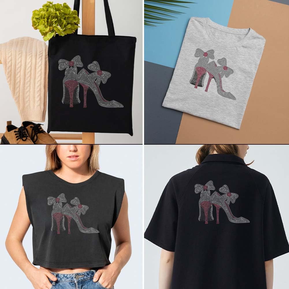 Boot On The Ground Rhinestone Heat Transfer | Cowboy Hat & Boots Iron-on Decal For T-Shirts, Clothing, Bags DIY