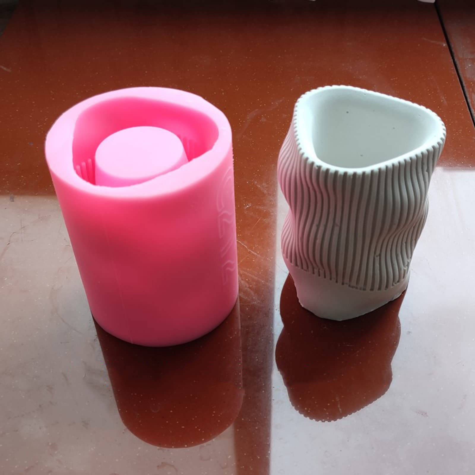 Onda contorta Gesso Stampo in silicone Fai da te Piante grasse Vaso fiori in cemento Vaso Gesso Stampo in argilla cemento Portacandele Scatola immagazzinaggio Stampi per resina epossidica