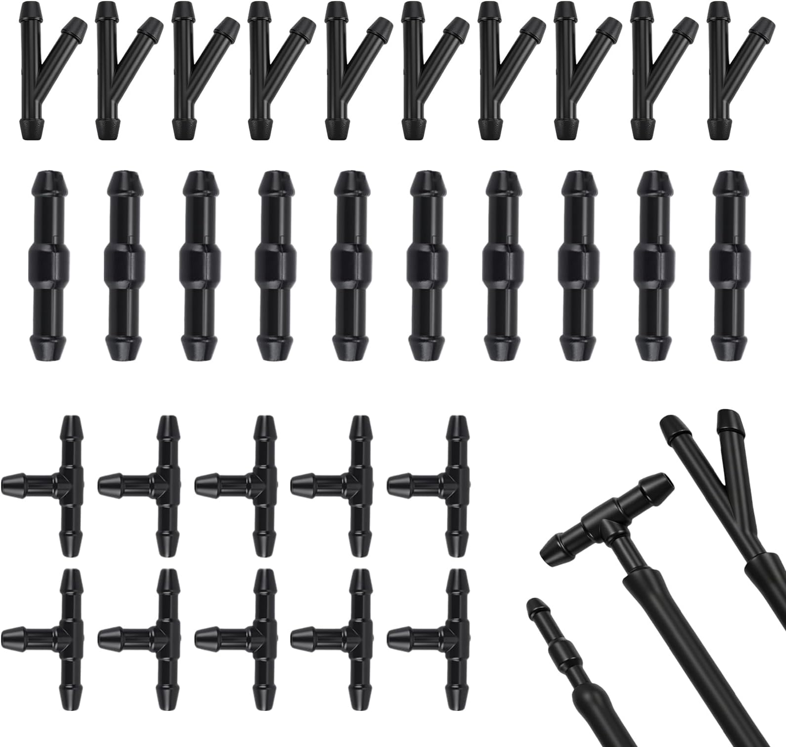 30 PCs Windshield Wipers Hose Connector,I/T/Y 3 Type Water Washer Pipe Adapter,Car Washer Hose Connector,Windshield Washer Nozzle Fluid Pipe,Wiper Hose Repair Kit for Universal Car Washer Nozzles