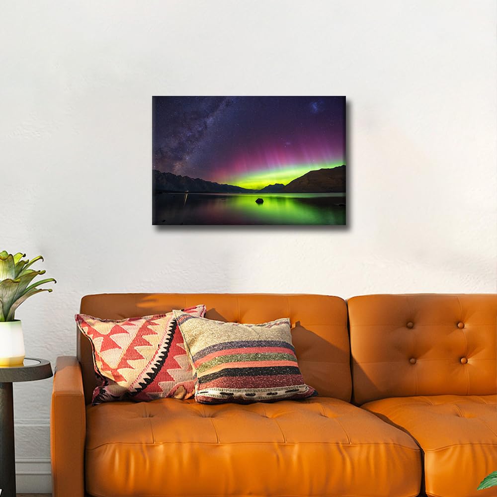Canvas Wall Art for Living Room Milky Way Modern Home Decor Aurora Australis HD Printed Posters Artwork for Bedroom Office Nature Landscape Wall Art Painting Pictures Ready to Hang - Image 4