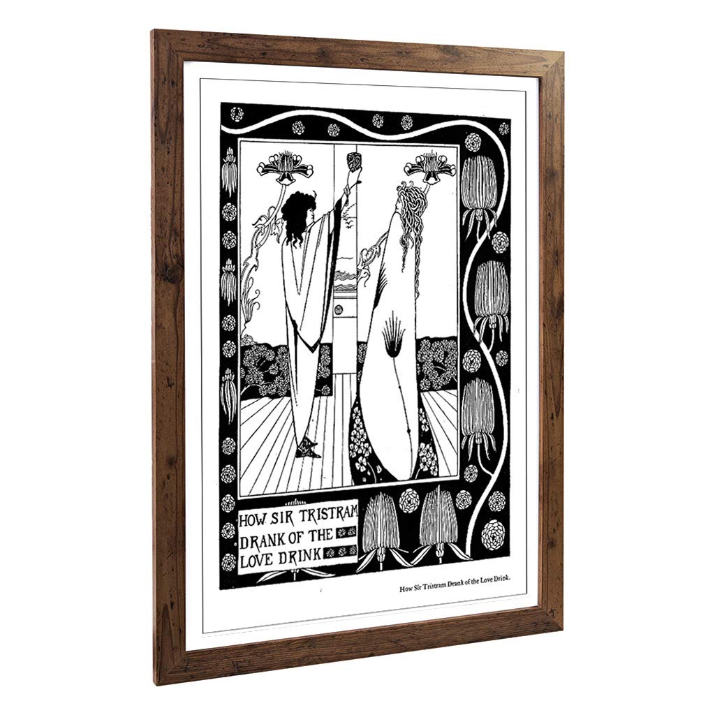 Big Box Art Framed Print of Aubrey Beardsley Sir Tristram Design | Wall Art Picture | Home Decor for Kitchen, Living, Dining Room, Bedroom, Hallway, Office, Walnut, A2 / 24.5x18 Inch / 62x45cm