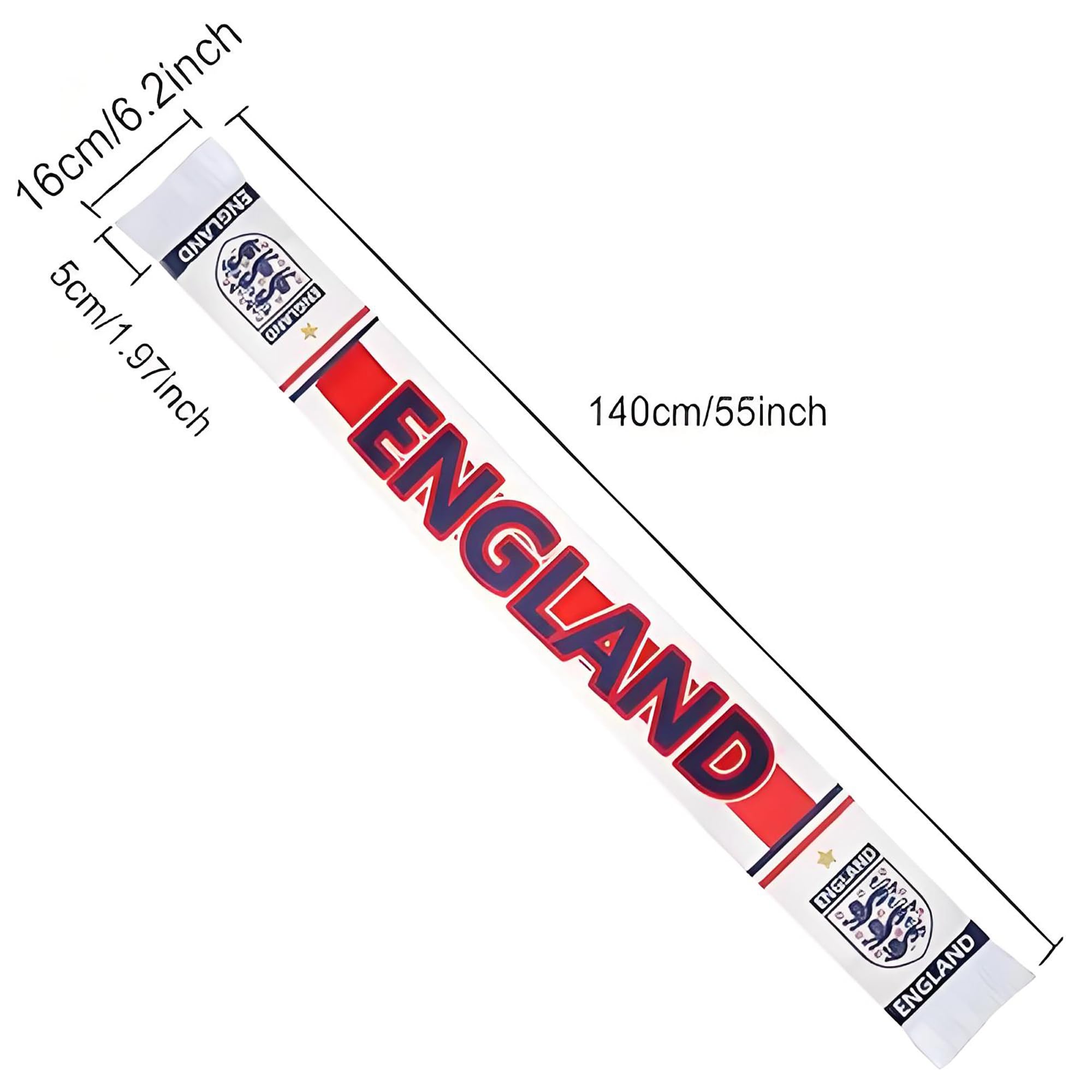 England Football Scarf, 2026 World Cup Football Scarf for Party Decoration, England Football Supporters Gear Scarf, Fans Scarf for Football Match(145 * 17CM) - 5