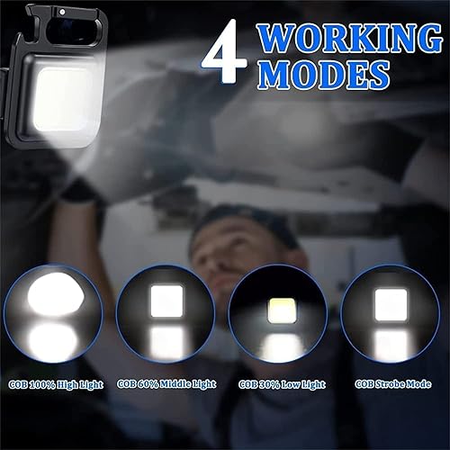 Miniatura 2 de NSRA Llavero de luz de trabajo llavero linternas de alto lúmenes llavero multifuncional luz de emergencia mini llavero COB linterna con 4 modos de