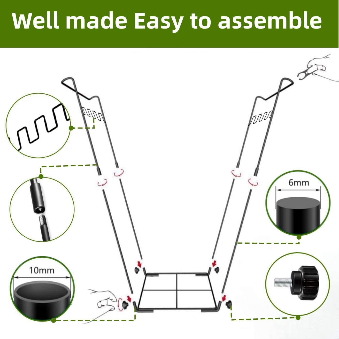 Garden Trash Bag Holder - Outdoor Leaf Bag Support Stand Multi-Use Metal Garbage Bag Holder Frame Holds 30-45 Gallons Bag for Leaves, Camping, Yard Weeding, Lawn Party(2PCS) - Image 5