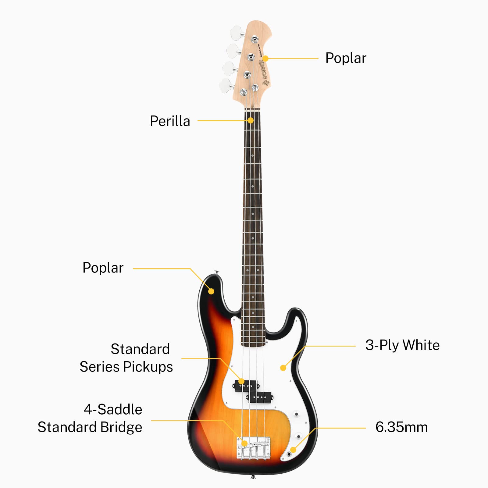Amazon.com: Donner Electric Bass Guitar & 25W Bass Guitar