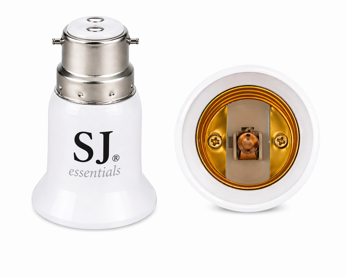 Sj Essentials White B22 To E27 Socket Converter, E27 To B22 Lamp Holder Adapter, Light Bulb Converter For Led, Incandescent, Cfl Bulbs, 100-250V Durable Lamp Base Adapter