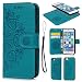 iPhone 7 Case, iPhone 8 Wallet Case Embossed Mandala Florals PU Leather TPU Shock Bumper Detachable Magnetic Case Slot Wallet Wrist Strap Folio Cover for iPhone 7 & iPhone 8 Blue