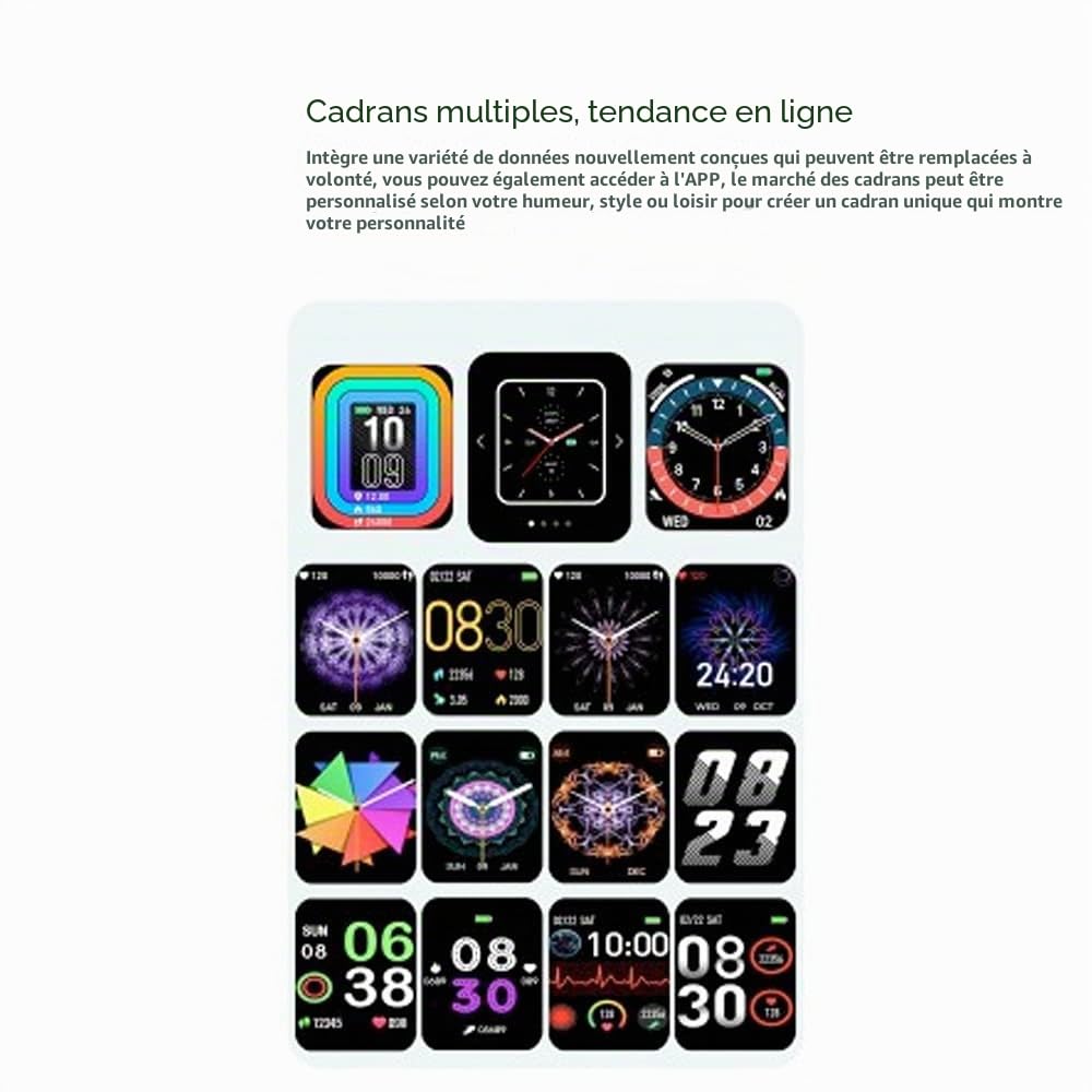 DCU TECNOLOGIC Montre Intelligente Moderne | Appels | Notifications et appels | 8 Modes de Sport | IP67 | 2 Bracelets Inclus en Silicone Noir + Silicone Bleu Marine