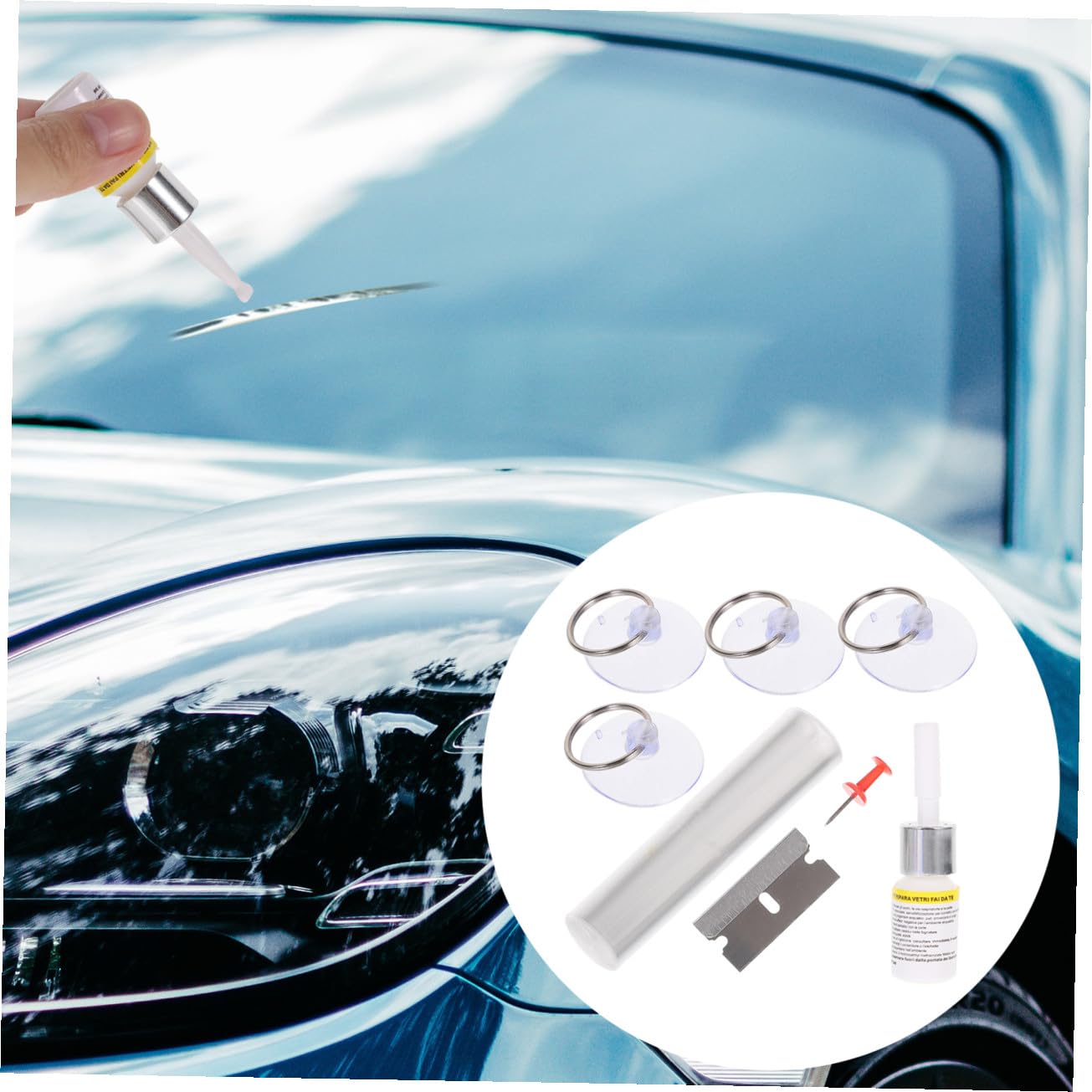 GLEAVI Kit De Reparación De Vidrio De 4 Juegos para Ventanas con Tinte De Fibra De Vidrio para Autos Accesorios para Autos Película Agrietada Espejo Antirayaduras Kit De Reparación