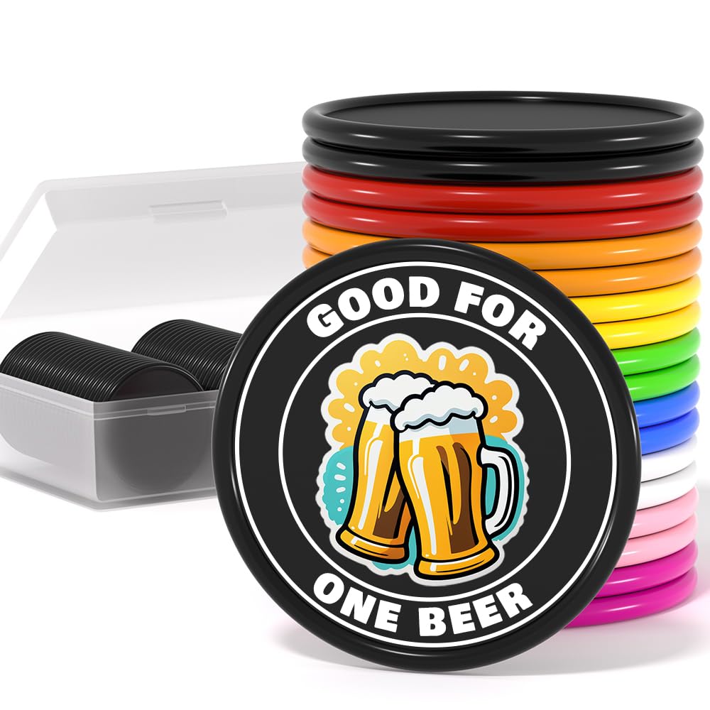 MARRILYTON 500 Custom Poker Chips, Personalized Drink Tokens with Own Logo, Image and Text, Double Side UV Full Color Printing Drink Chips for Bar,