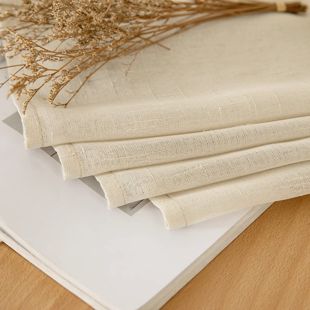 MIULEE Leinenoptik Voile Vorhänge Ösen 1er Beige 300x245cm – Ansicht 7