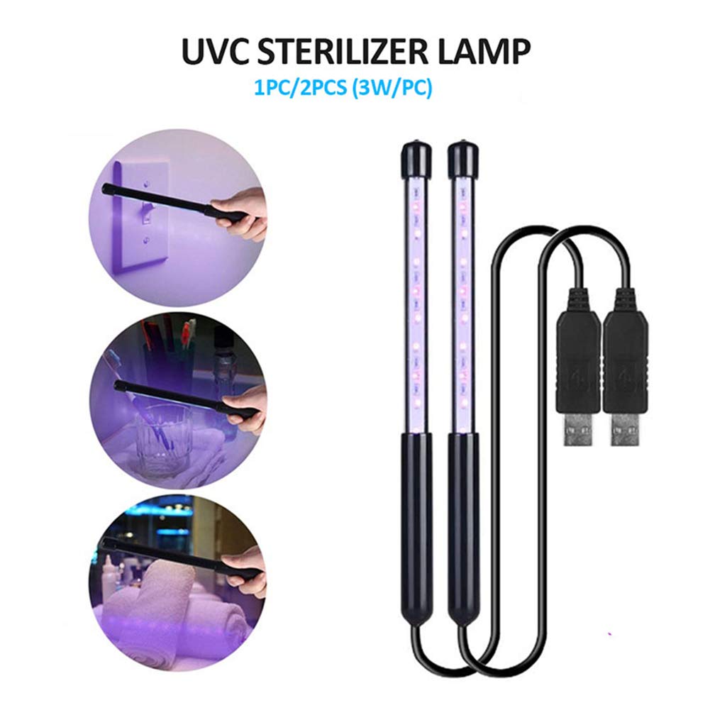 3W de la lámpara UV, UVC esterilizador luz ultravioleta USB portátil de iluminación LED inicio Mejora de Cuidados en el hogar Iluminación de interior,2 PCS