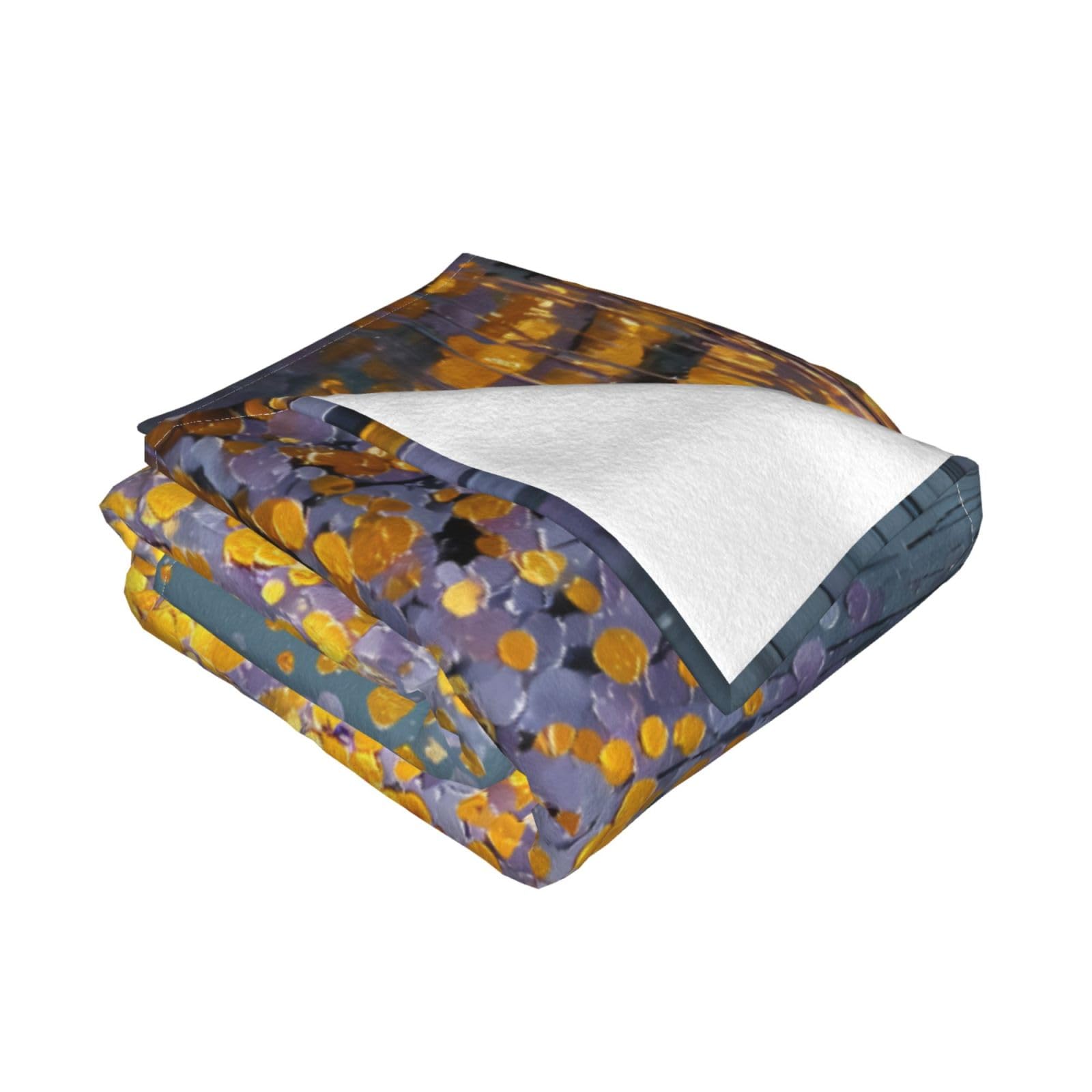 Manta de viaje portátil de 80 x 60 pulgadas, suave, resistente a las arrugas, plegable, exquisita impresión de reflejos de agua