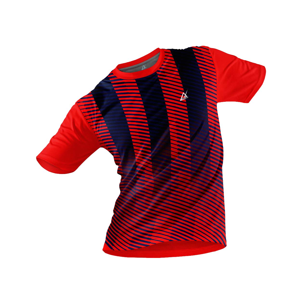 JJ TEES Polyester Half Sleeve Jersey with Round Collar and Digital Print All Over for Men (Color: Red and Navy Blue)