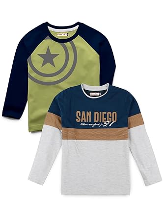 HELLCAT Boys Regular Fit Fullsleeve Blended Cotton Tshirt Combo Pack - DarkBlue
