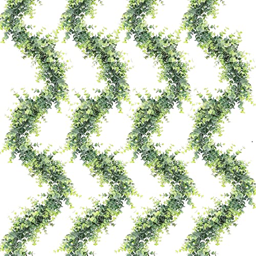 Toripor Künstliche Eukalyptus Girlande Lang, 5.9FT Künstlich Silberdollar Kranz Eukalyptusblätter Hängen Pflanze Rebe Blumengirlande für Hochzeit Bogen Tisch Hausgarten Zuhause Wand Küche Deko Cover