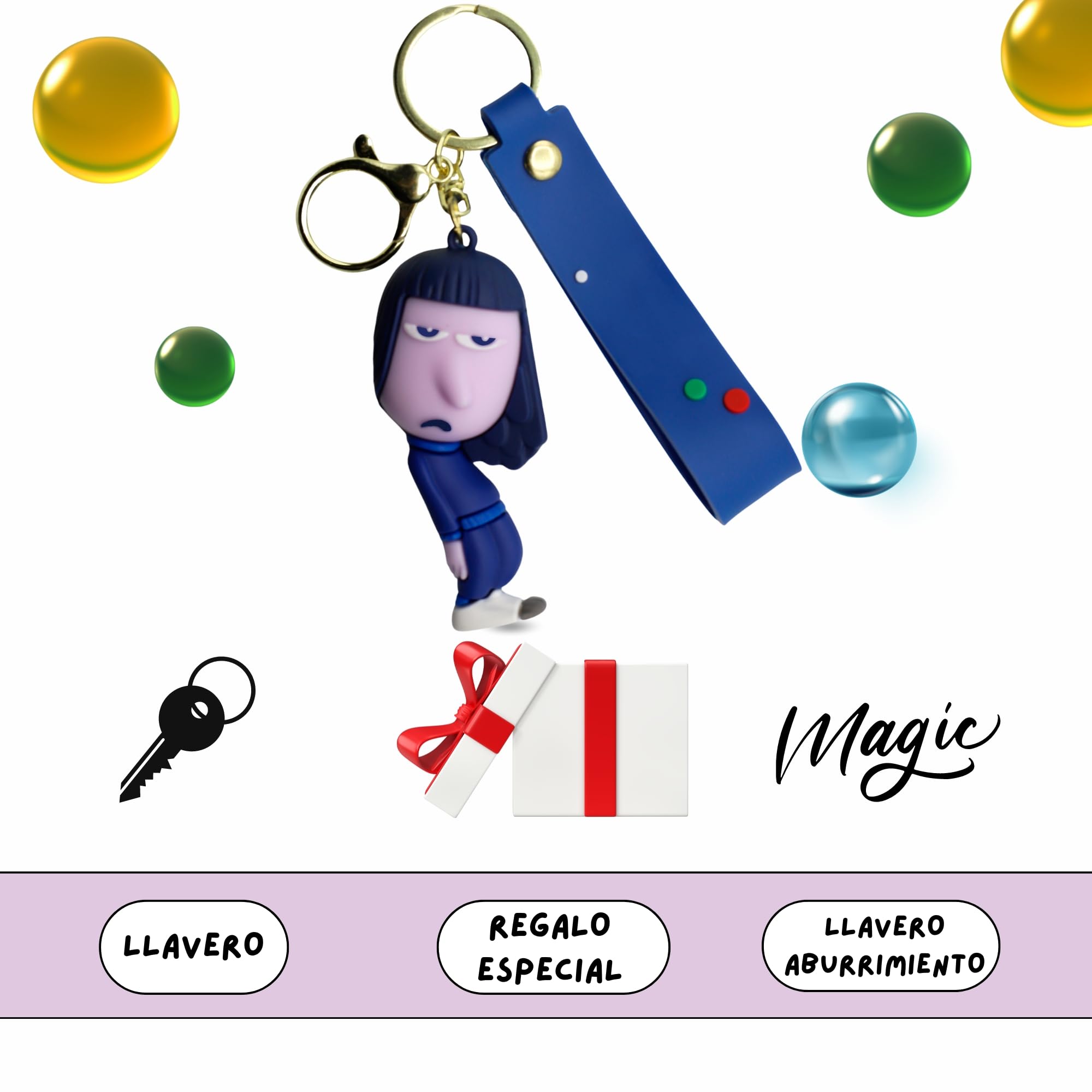 Llavero personaje aburrimiento silicona, Llavero de dibujo animado aburrimiento, Goma, 6 cm, Silicona - imagen 6
