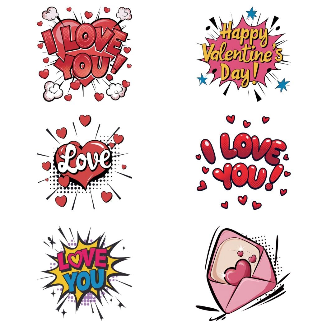 Pop Art Valentines Day Sublimation Iron on Transfer Vinyl Cursive Heat Transfer Letters for T Shirts Clothing Stockings Printing DIY Crafts Decorations