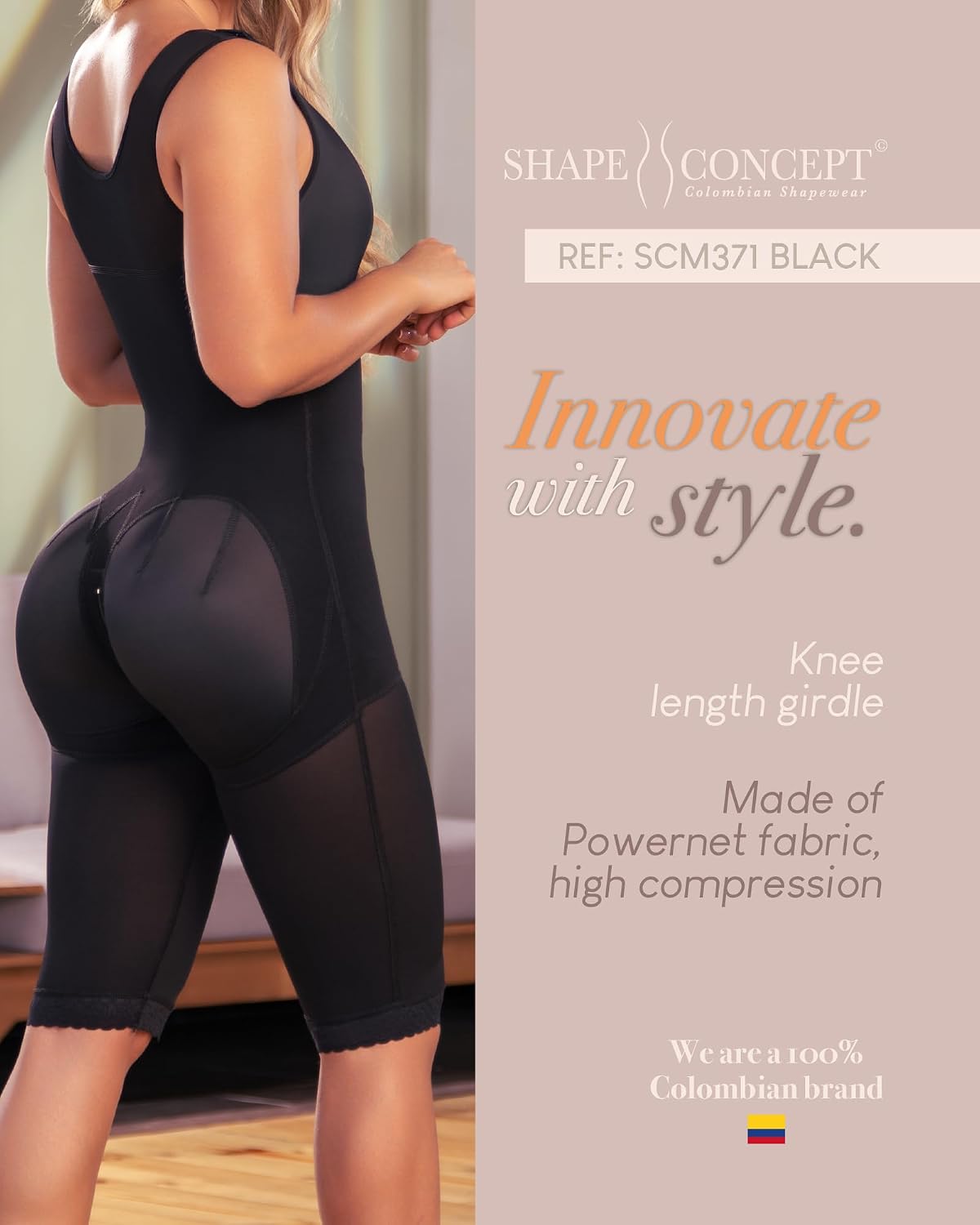 SHAPE CONCEPT 371 Fajas Colombianas Moldeadoras High Compression Full Body Shapewear with Bra Girdle for Women