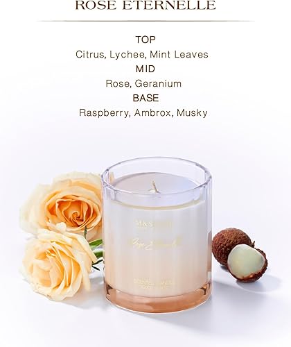 Miniatura 2 de M&SENSE Velas perfumadas de rosa para el hogar - 10.6 oz 60 horas de combustión, cera de soja natural con aroma floral para novia, vela de