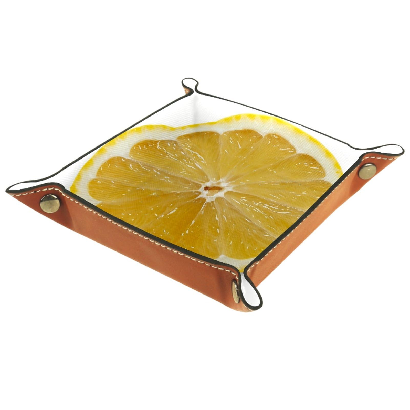 VAPOKF Lemons Portable Dice Rolling Tray, Microfiber Leather Dice Holder Game Box for D&D, RPG, Table Games or Desktop Phone Key Storage, 20.5 × 20.5 cm
