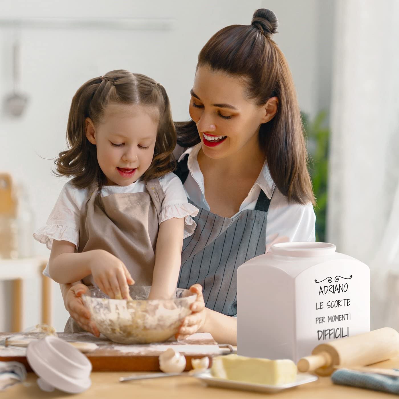 Maverton Barattolo in ceramica - stampa personalizzata - Contenitore per biscotti 3 L - organizer cucina ceramica - barattolo per merendine - pensiero originale per uomo - le scorte