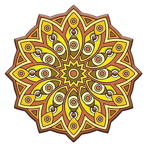 Image of Premarked Madala Round Circle MDF Pine Wood 8 inch MDF Boards for Art and Craft - 2.5mm Unfinished Round Wood Slices for Resin Art, Mandala Art,Pyrography, Painting (8, 5)