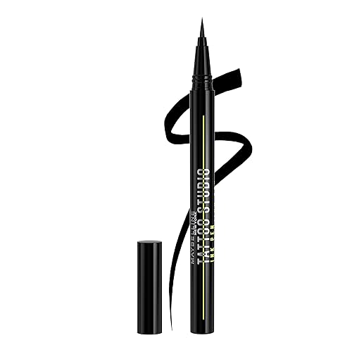 Maybelline Tattoo Studio Ink Pen Eyeliner, Waterproof & Smudge Resistant Liner, Up to 24 Hours Eye Makeup Wear, Jet Black, 1 Count - JET BLACK