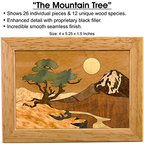 Wood Mountain Box - Handmade Usa - Unmatched Quality - Unique, No Two Are The Same - Original Work Of Wood Art. A Mountain Tree Gift, Ring, Trinket Or Wood Jewelry Box (#4102 Mountain 4X5X1.5) #TOP1
