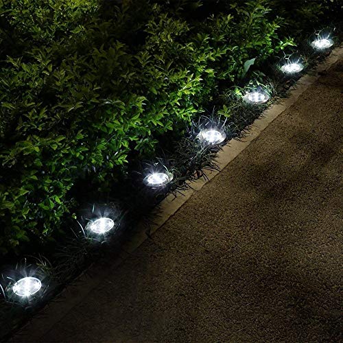 Luminaria Solar Grama Energia 8 Led Gramado chão espeto Sitio Fazenda 8 unids