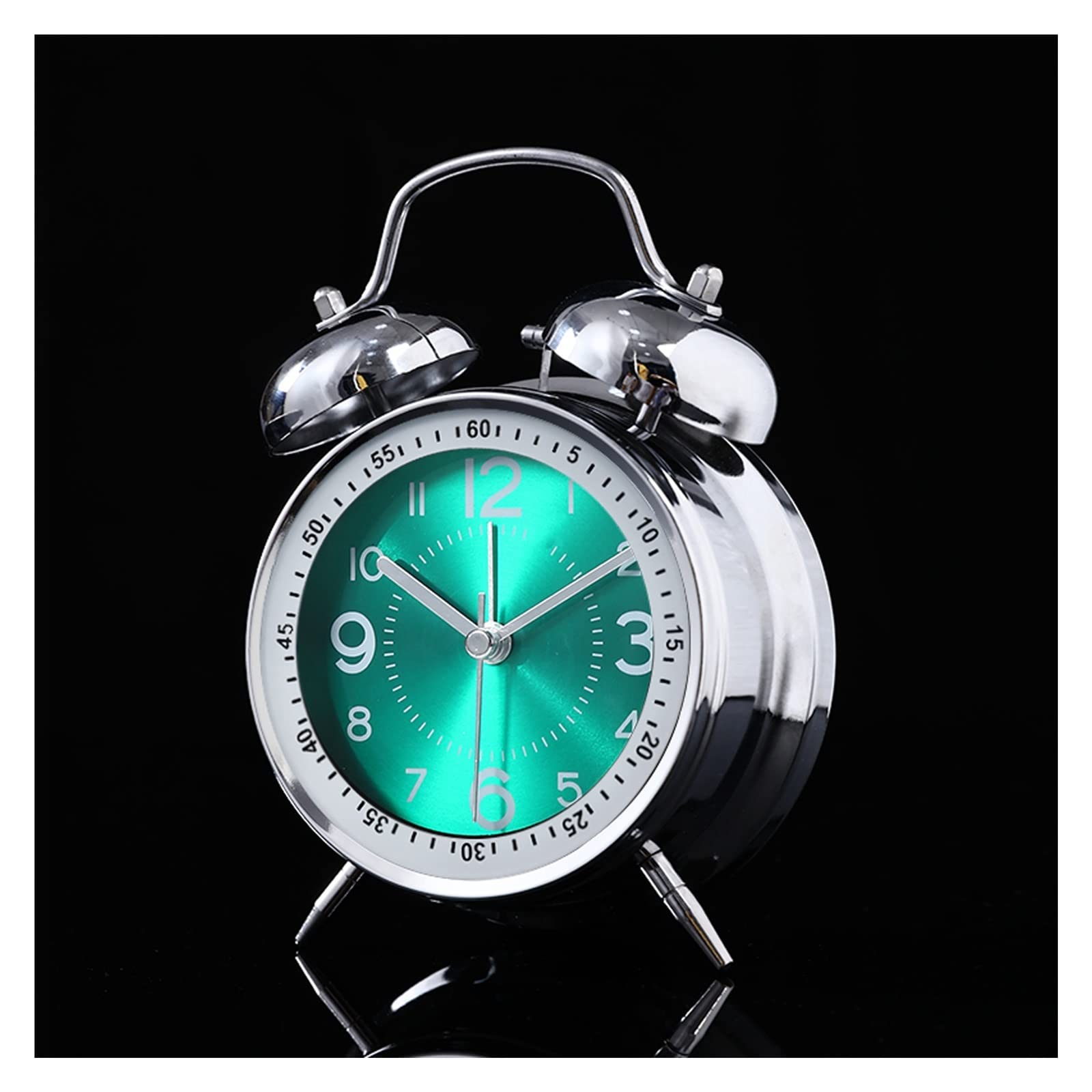 BMKGODN alarm clock， 4in Loud Volume Metal Bedside Clock with Night Light,for Office Table Bedroom Nightstand(Green)