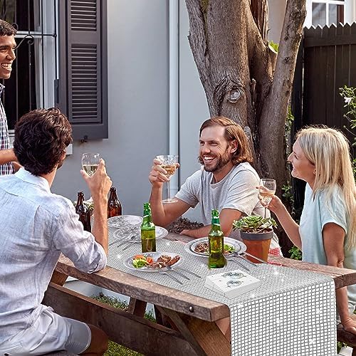 durony 351 Pieces 70s 80s Disco Party Supplies Silver Disco Ball Paper Plates Cups Disco Cocktail Napkins Plastic Cutlery Disco Party Table Runner for Disco Bachelorette Party Decorations(Serves 50) 7 61V5a+I5B1L. AC