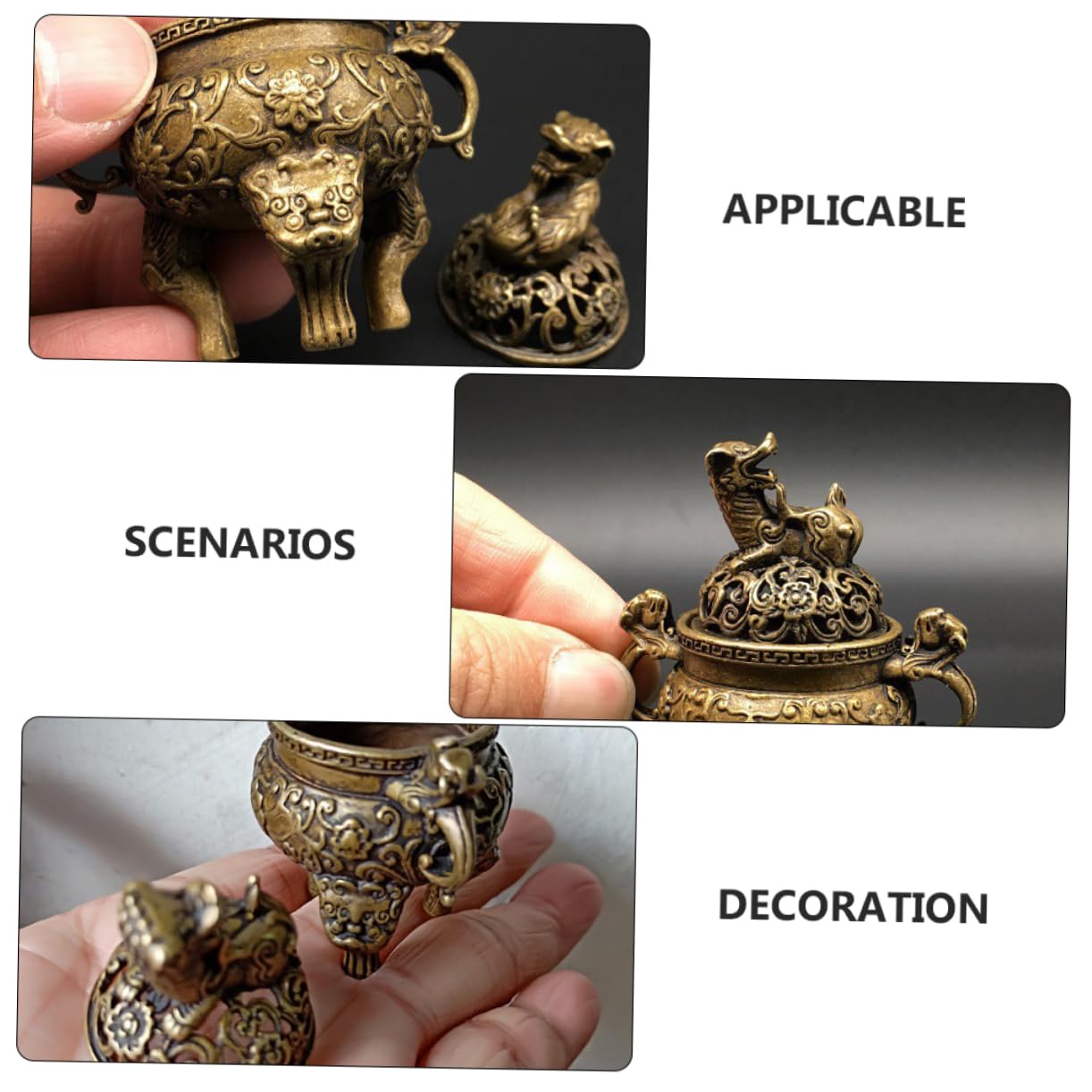 Alipis 2 STK Antiker Weihrauchbrenner Aus Messing Weihrauchbrenner-Ornament Aus Messing Schmuck Exquisites Weihrauchdekor Räuchergefäß Brown Kupfer