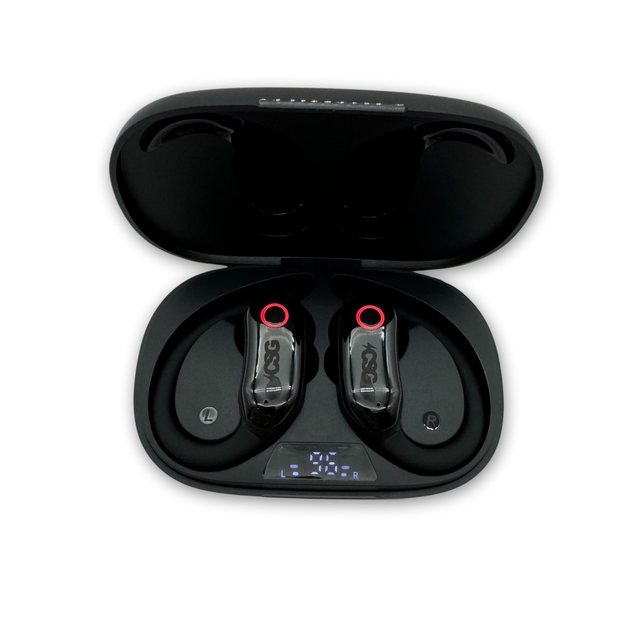 CSG True Wireless 5.3 Stereo Sport Bluetooth Earphones, Microphone, IPX7 Waterproof, Black, Touch Control, Stereo Sound, Light Weight Ergonimic Headphones Design 1