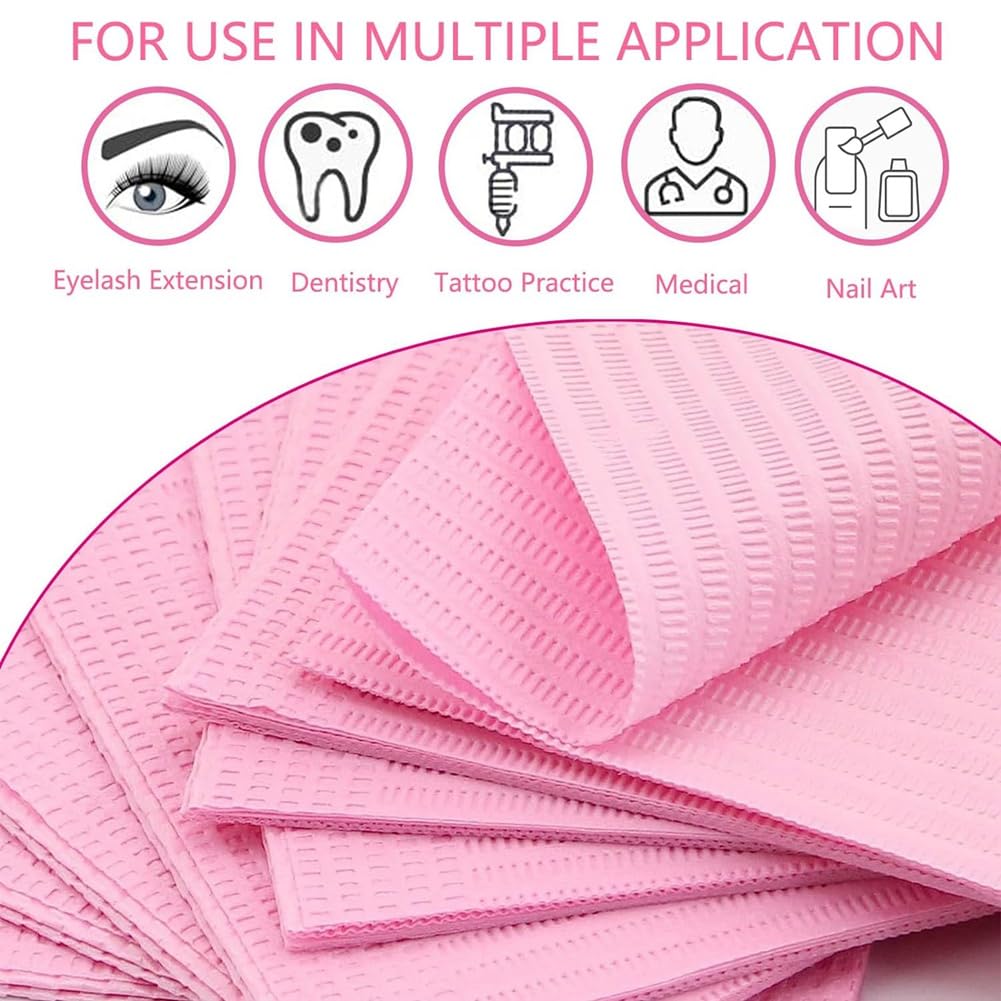 125 toallas de mesa desechables para decoración de uñas, 13 x 17 pulgadas, de papel impermeables para decoración de uñas, almohadillas limpias para tatuajes rosa