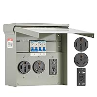 Vista 1 de VEVOR Panel de salida de energía temporal, caja de interruptor eléctrico para RV resistente a la intemperie con receptáculo de 20/30/50 amperios