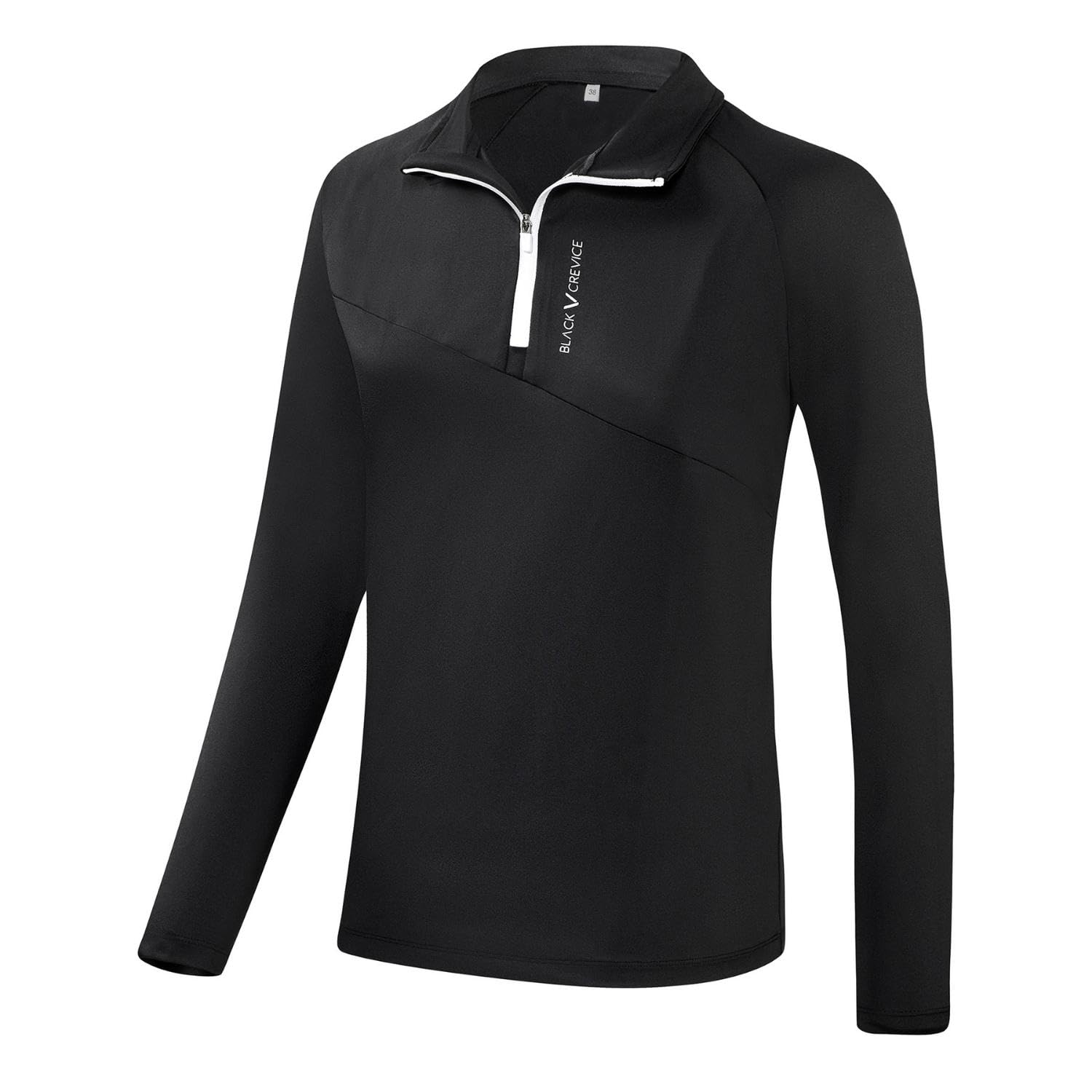 Black Crevice Damen Zipper Funktionsshirt I Hochwertiges Damen-Funktionsshirt aus Polyester-Elastan I Feuchtigkeitsregulierendes Sport-Funktionsshirt I Bequemes Sport Shirt Damen
