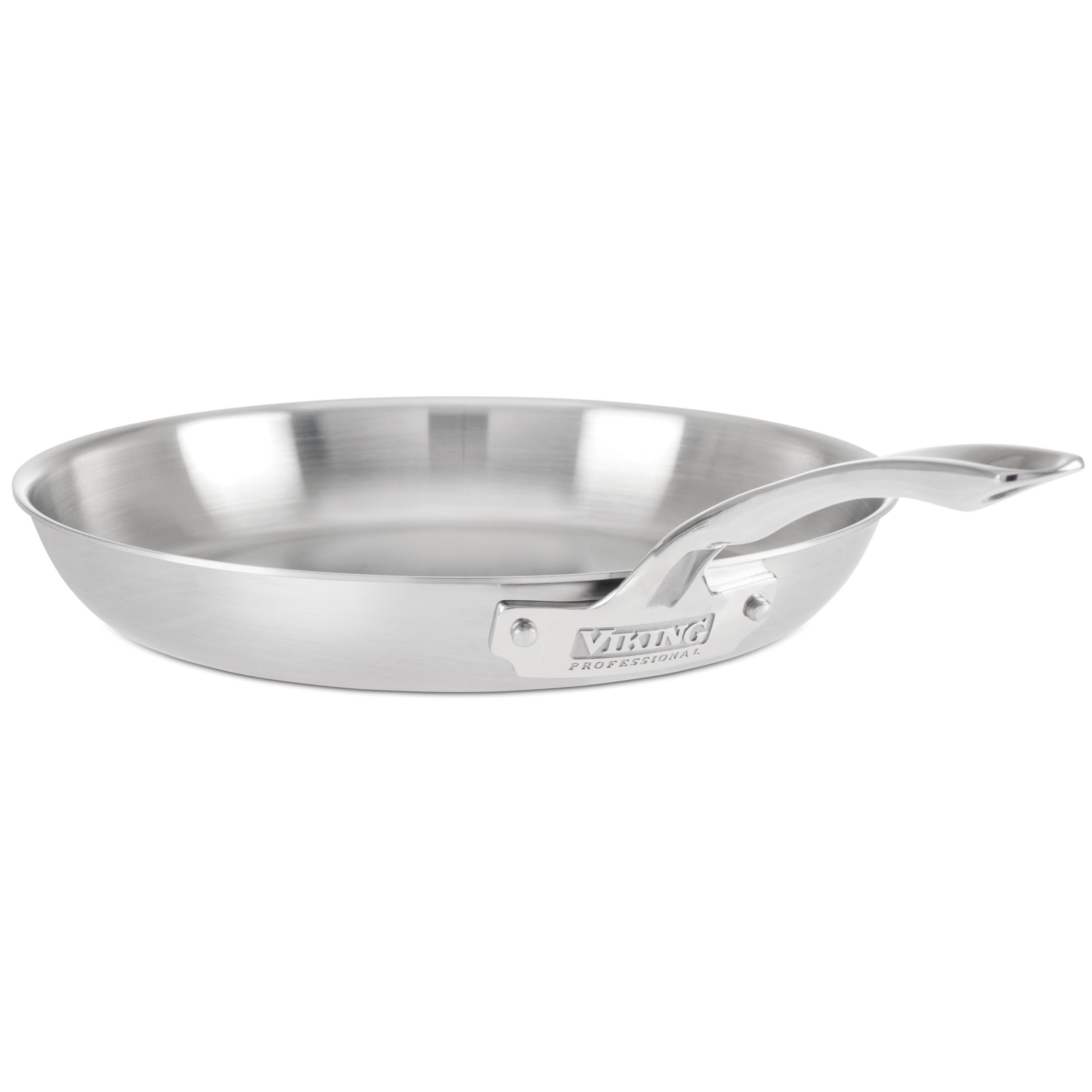 Viking 5-Ply Non Stick Frying Pan, 12 Inch Stainless Steel Kitchen Cookware, Silver