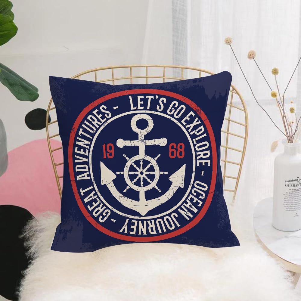 Hyosxw L Adventure Logo, An Old-Fashioned Design Wi - A3 Cushion Cover,Throw Pillow Case Home Decorative For Living Room Bedroom Sofa Chair 18X18 Inch,L Adventure Logo, An Old-Fashioned Design With Anchors That Combines L Symbols,Pillowcase 45X45cm