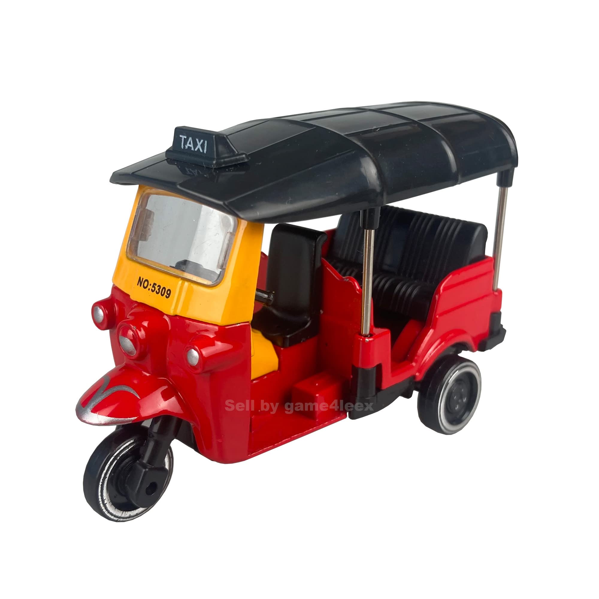Cool Chic Auto 1:36 Scale Thailand Tuk Tuk Tricycle Thai TukTuk Motorized Rickshaw Taxi 3 inch Alloy Diecast Model Desktop Decoration (Red)