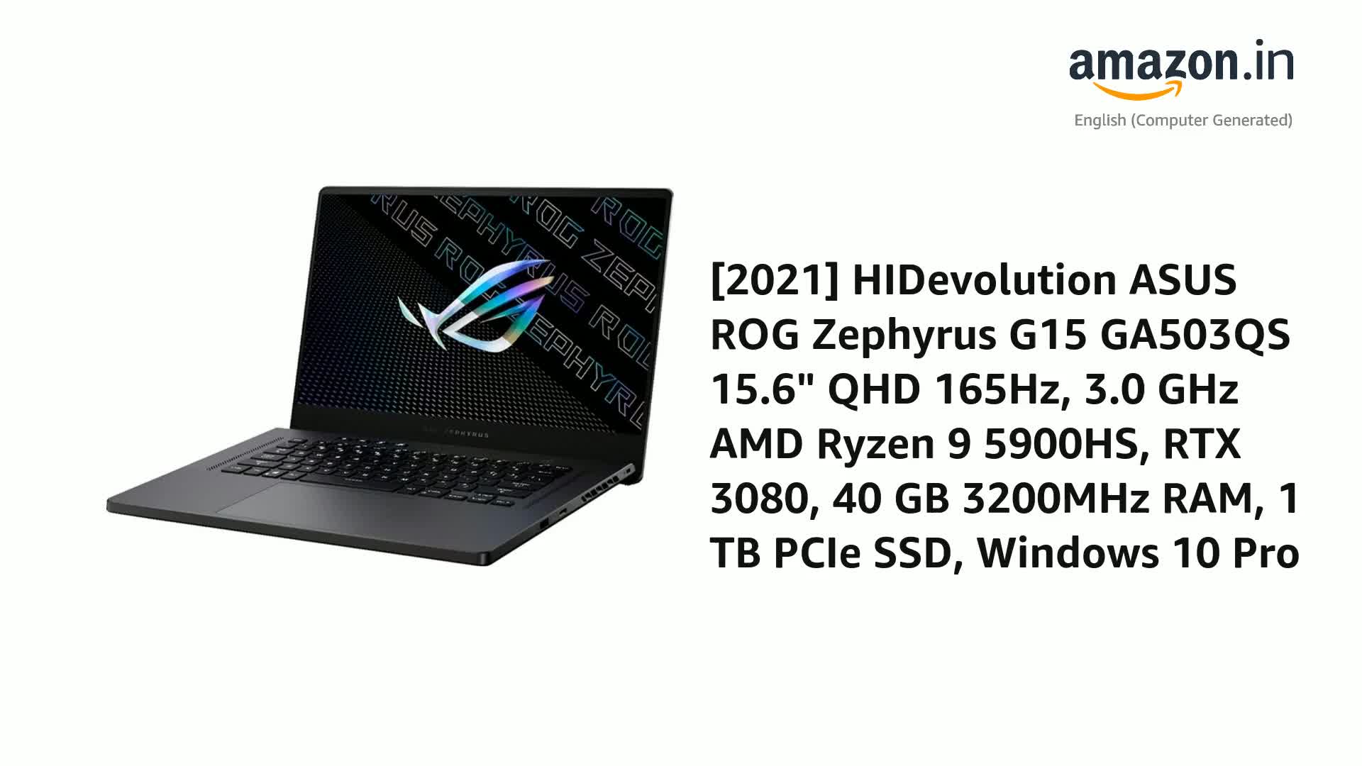 2021] HIDevolution ASUS ROG Zephyrus G15 GA503QS 15.6