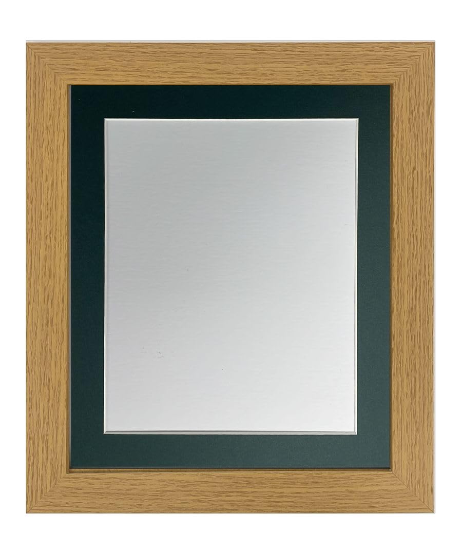 Frames By Post Dark Green Mount Studio Oak Picture Photo Frame With A3 For Image Size A4