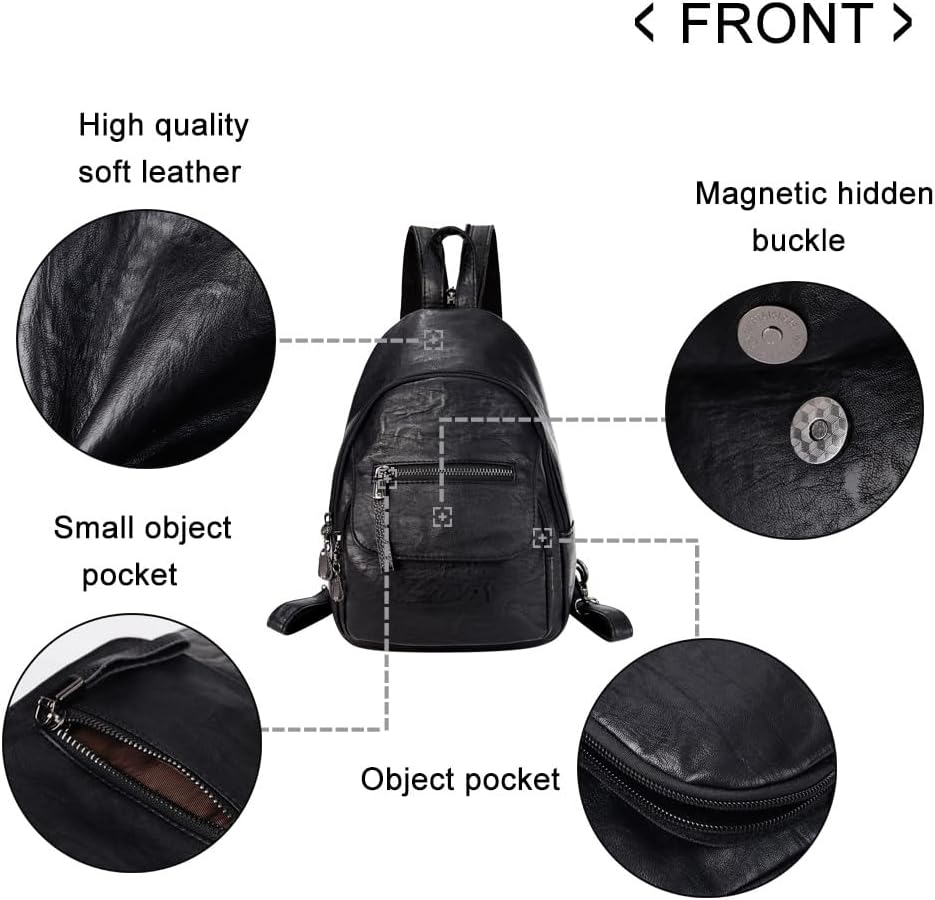 Small Backpack Purse for Women Fashion PU Leather Backpack Convertible Ladies Sling Bag - Image 6