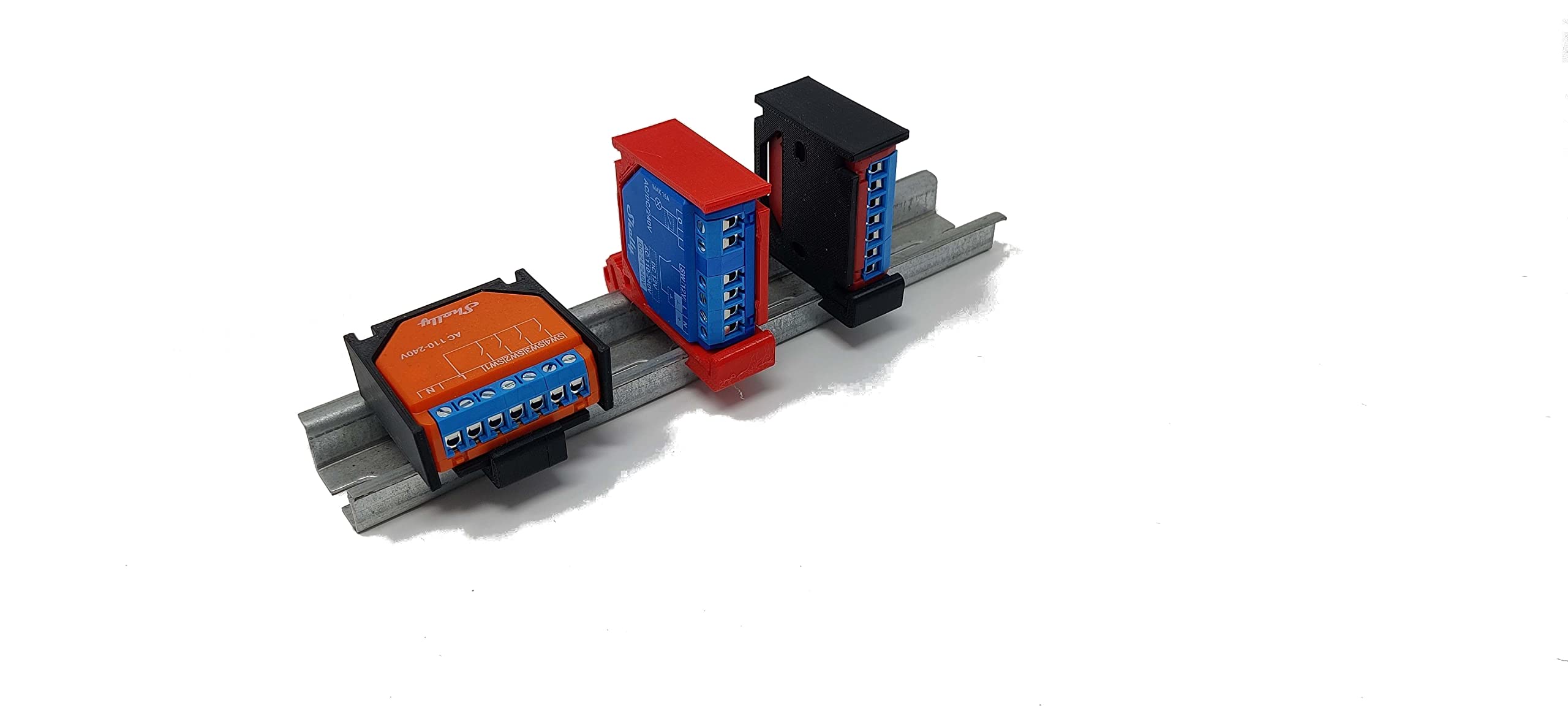 Shelly - Adaptador universal 1PM 2PM i4 para riel DIN 35 mm - Omega contador cuadro eléctrico, impreso en PETG, alta resistencia al calor