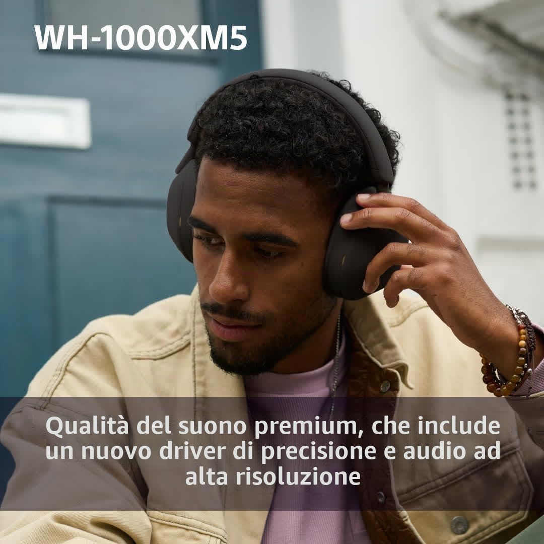 Sony WH-1000XM5 Cuffie over-ear wireless con cancellazione del rumore, Bluetooth, qualità chiara delle chiamate, alta risoluzione, durata della batteria fino a 30 ore, blu notte (rinnovato)
