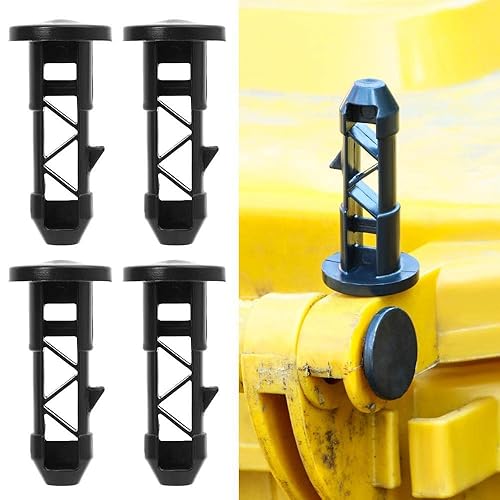 Miniatura 9 de 6 unidades de pasador de bisagra de plástico para cubo de ruedas, pasador de bisagra, cubos de basura para 80-240 L, hogar y comercial (negro, 2.638