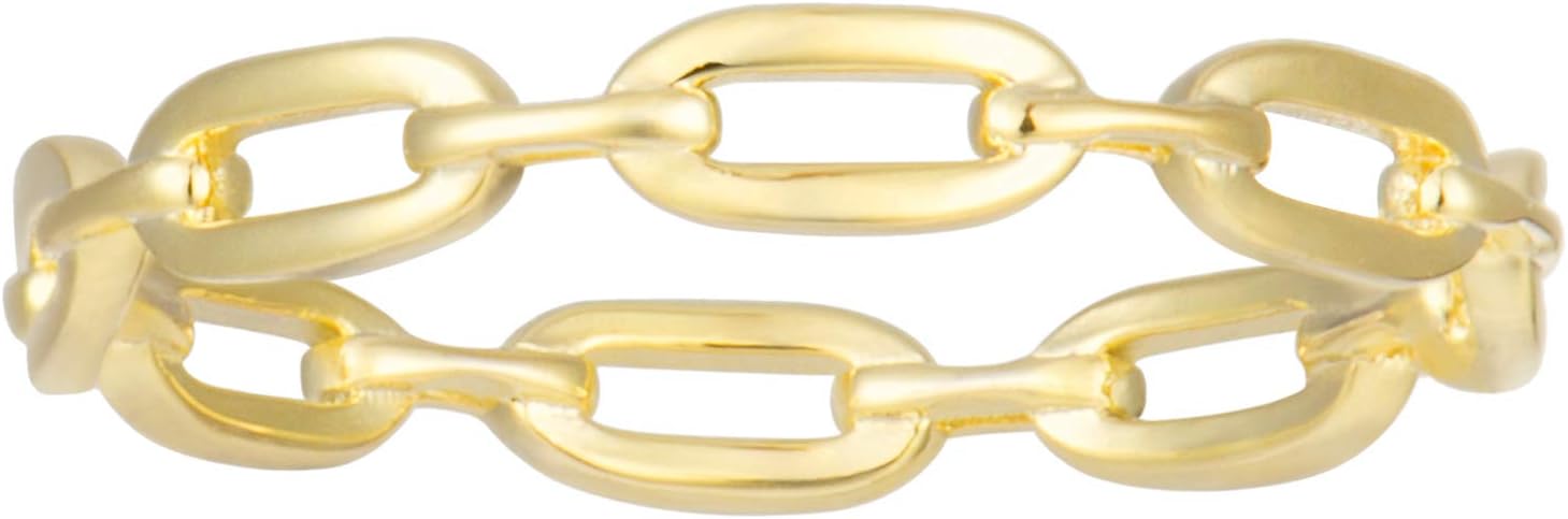 espere 18K Gold Plated Simple Link Ring Simple Gold Rings | Women's Minimalist Stacking Band