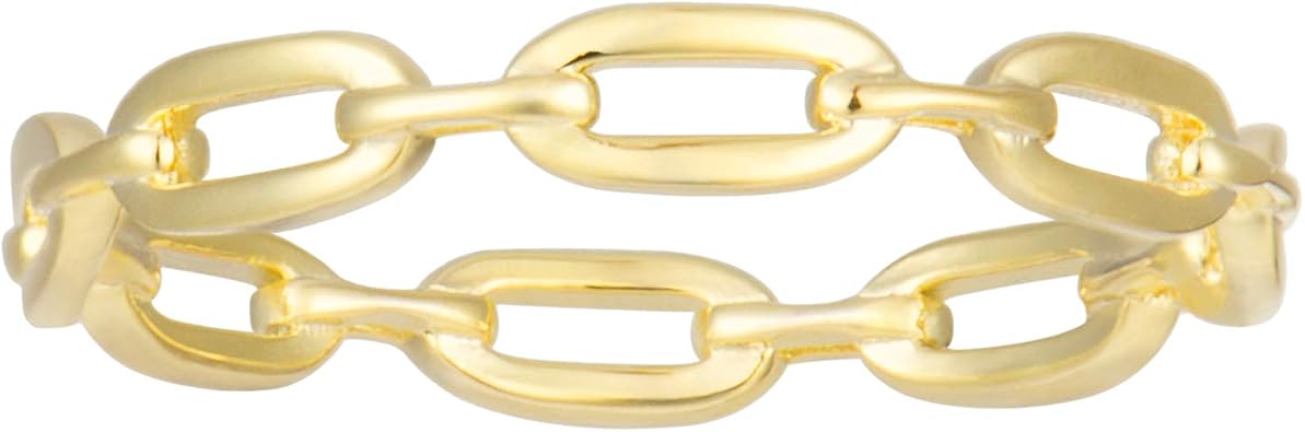 espere sterling silver 18K Gold Plated Simple Link Ring Simple Gold Rings | Womens Minimalist Stacking Band